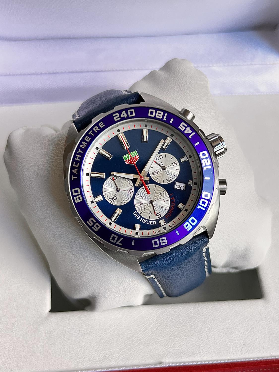TAG HEUER FORMULA 1 CHRONOGRAPH BLUE DIAL LEATHER STRAP BLUE ...