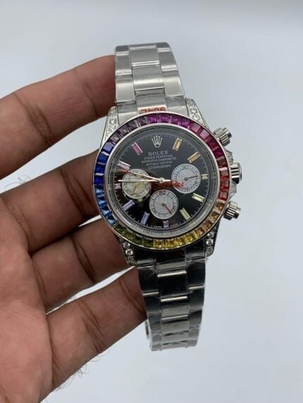 Rolex-Cosmograph-Daytona-Black-Dial-Rainbow-Silver