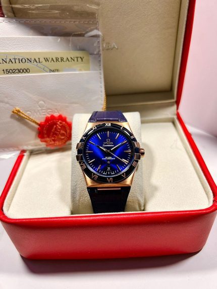 OMEGA CONSTELLATION BLUE DIAL ROSE GOLD