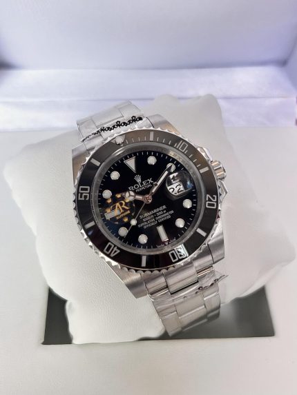 ROLEX SUBMARINER BLACK DIAL SILVER CHAIN