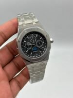 Audemars-Piguet-Royal-Oak-Perpetual-Calendar- Black-Dial-Chronograph-Silver