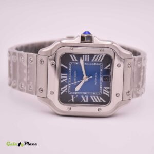 CARTIER SANTOS DE CARTIER AUTOMATIC BLUE DIAL SILVER