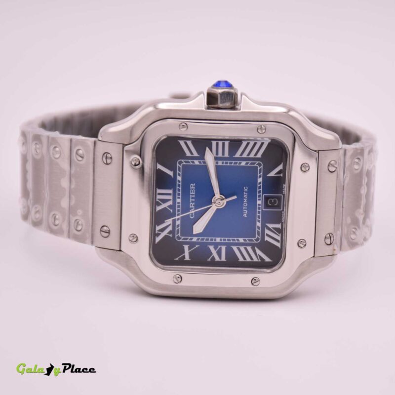 CARTIER SANTOS DE CARTIER AUTOMATIC BLUE DIAL SILVER
