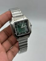 Cartier-Santos-De-Green-Dial-Silver