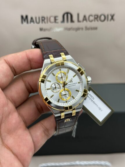 MAURICE LACROIX AIKON CHRONOGRAPH WHITE DIAL QUARTZ RUBBER STRAP