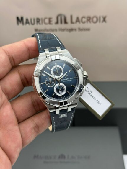 MAURICE LACROIX AIKON CHRONOGRAPH WHITE DIAL QUARTZ LEATHER STRAP