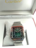 CARTIER SANTOS DE AUTOMATIC GREEN DIAL SILVER