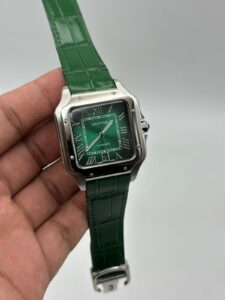 Cartier-Santos-De-Green-Dial-Green-Leather-Strap