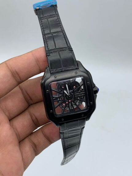 Cartier-Santos-De-Skeleton-Leather-Strap