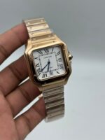 Cartier-Santos-De-Automatic-White-Dial-Rose-Gold