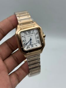 Cartier-Santos-De-Automatic-White-Dial-Rose-Gold