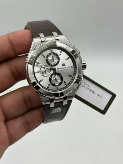 Maurice-Lacroix-Aikon-Chronograph-Quartz-White-Dial-Leather-Strap