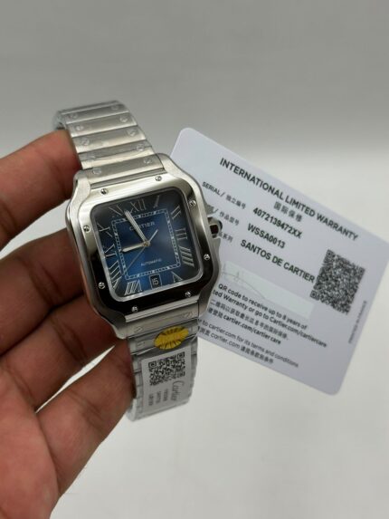Cartier-Santos-De-Cartier-Automatic-Blue-Dial-Silver