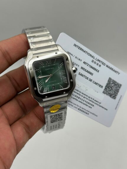Cartier-Santos-De-Cartier-Automatic-Green-Dial-Silver