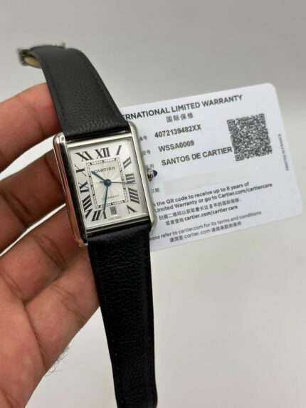 Cartier-Santos-De-Cartier-White-Dial-Leather-Strap