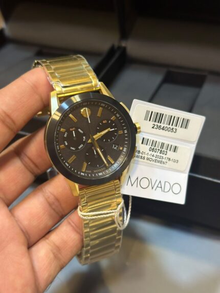 Movado-Museum-Sport-Men's-Black-Dial-Chronograph-Gold