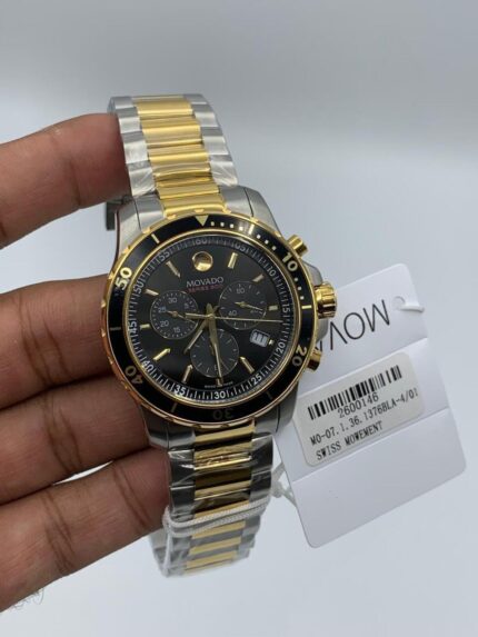 Movado-Series-800-Black-Dial-Chronograph-Two-Tone