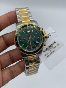 Movado-Series-800-Green-Dial-Chronograph-Two-Tone