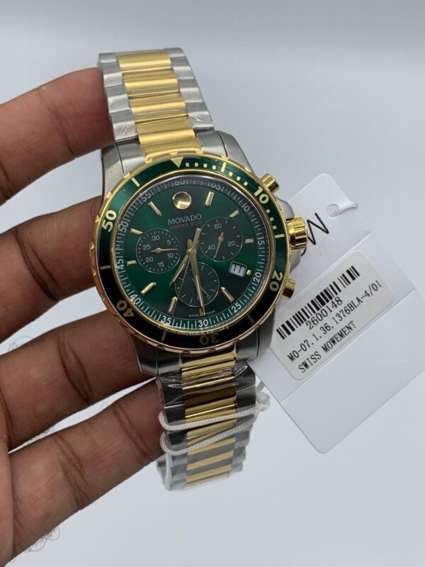 Movado-Series-800-Green-Dial-Chronograph-Two-Tone