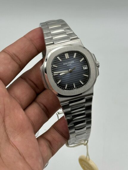 Patek-Phillipe-Nautilus-Blue-Sunburst-Dial-Silver