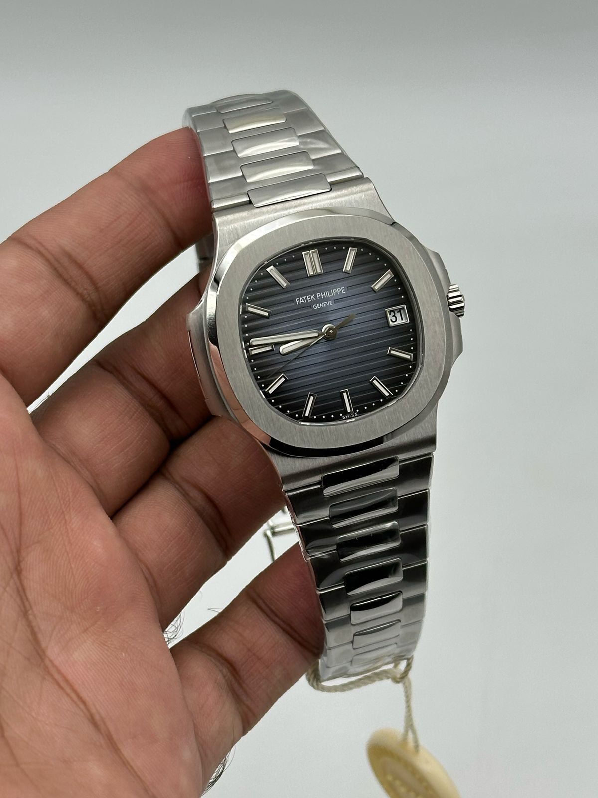 Patek-Phillipe-Nautilus-Blue-Sunburst-Dial-Silver Patek-Phillipe-Nautilus-Blue-Sunburst-Dial-Silver