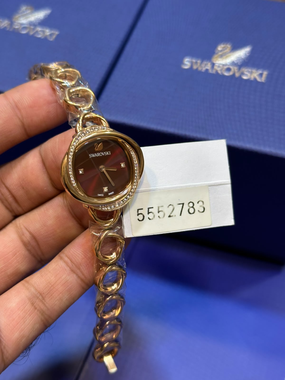 Swarovski-Crystal-Flower-Watch-Brown-Dial-Gold Swarovski-Crystal-Flower-Watch-Brown-Dial-Gold