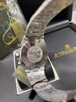Audemars Piguet Royal Oak White Dial Black Chronograph Diamond Bazel Silver