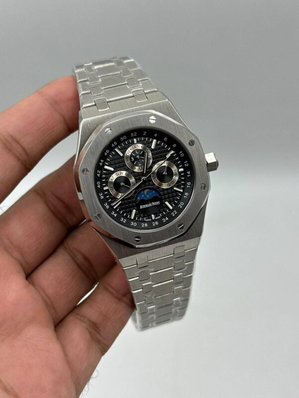 Audemars-Piguet-Royal-Oak-Perpetual-Calendar- Black-Dial-Silver-Chronograph-Silver