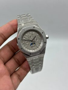 Audemars-Piguet-Royal-Oak-Perpetual-Calendar- Grey-Dial-Chronograph-Silver
