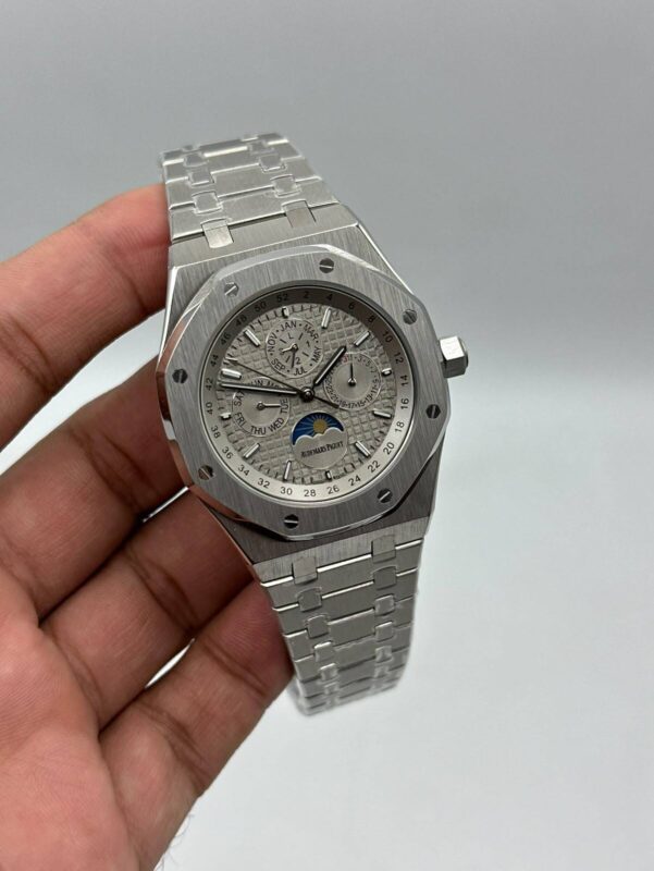 Audemars-Piguet-Royal-Oak-Perpetual-Calendar- Grey-Dial-Chronograph-Silver
