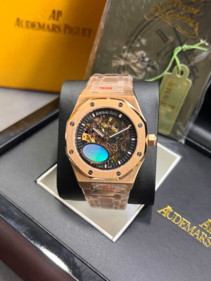 Audemars Piguet Royal Oak Skeleton Black Dial Rose Gold