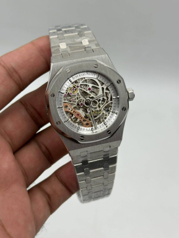 Audemars-Piguet-Royal-Oak-Skeleton-White-Dial-Silver