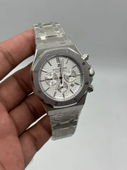 Audemars-Piguet-Royal-Oak-White-Dial-Chronograph-Silver