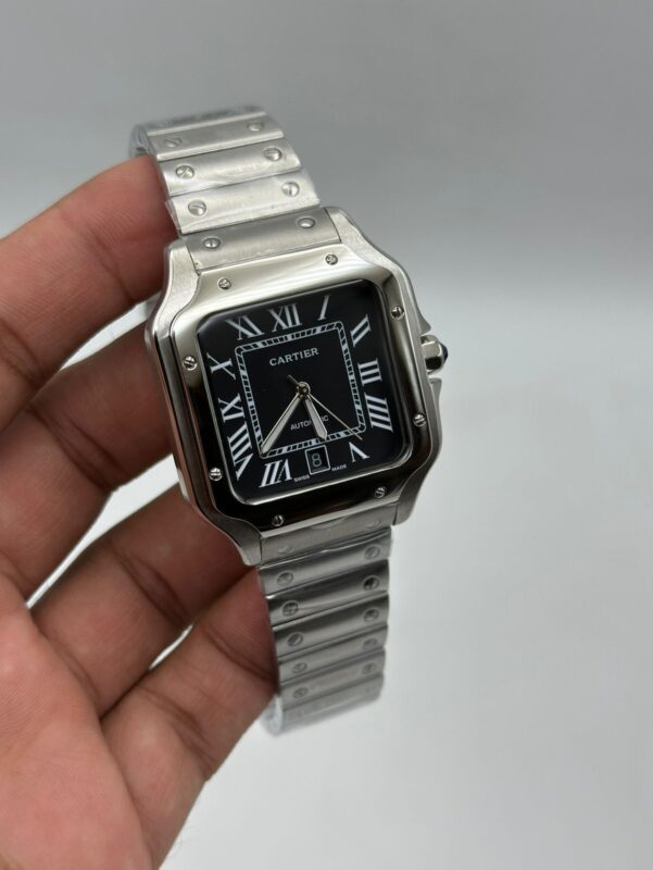 Cartier-Santos-De-Black-Dial-Silver