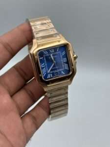 Cartier-Santos-De-Blue-Dial-Rose-Gold