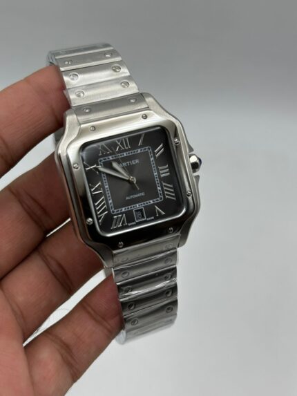 Cartier-Santos-De-Distinct-Black-Dial-Silver