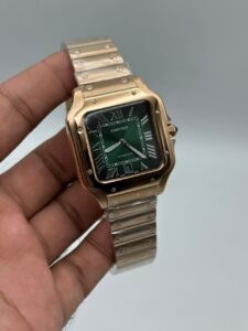 Cartier-Santos-De-Green-Dial-Rose-Gold