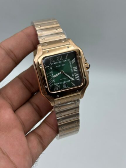 Cartier-Santos-De-Green-Dial-Rose-Gold