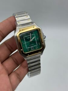 Cartier-Santos-De-Green-Dial-Two-Tone-Arabic