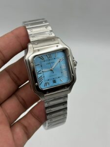 Cartier-Santos-De-Sky-Blue-Dial-Silver