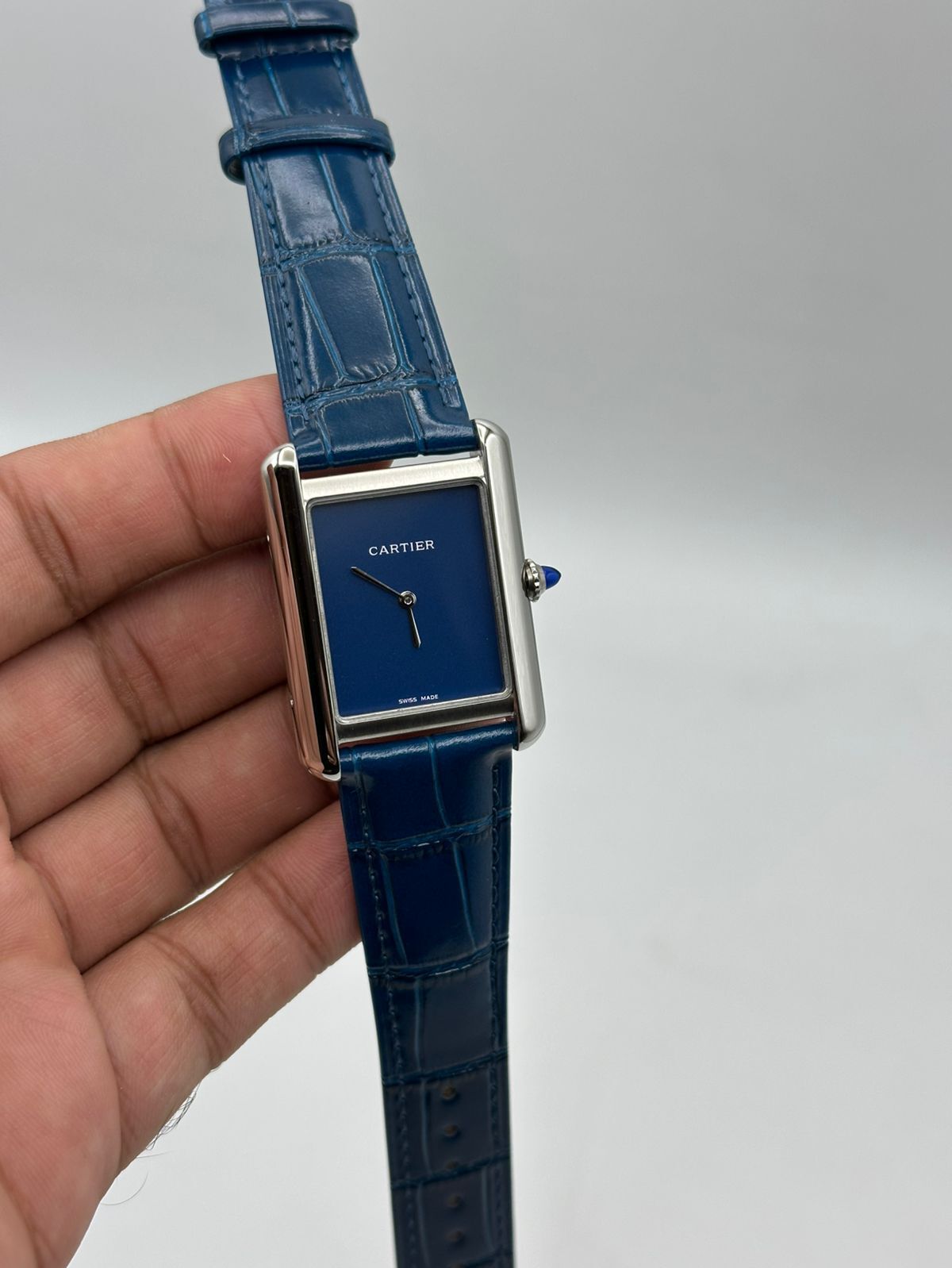 Cartier-Tank-Blue-Dial-Blue-Leather-Strap-Silver Cartier-Tank-Blue-Dial-Blue-Leather-Strap-Silver