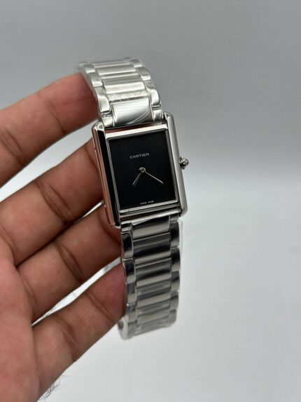 Cartier-Tank-Must-De-Black-Dial-Silver