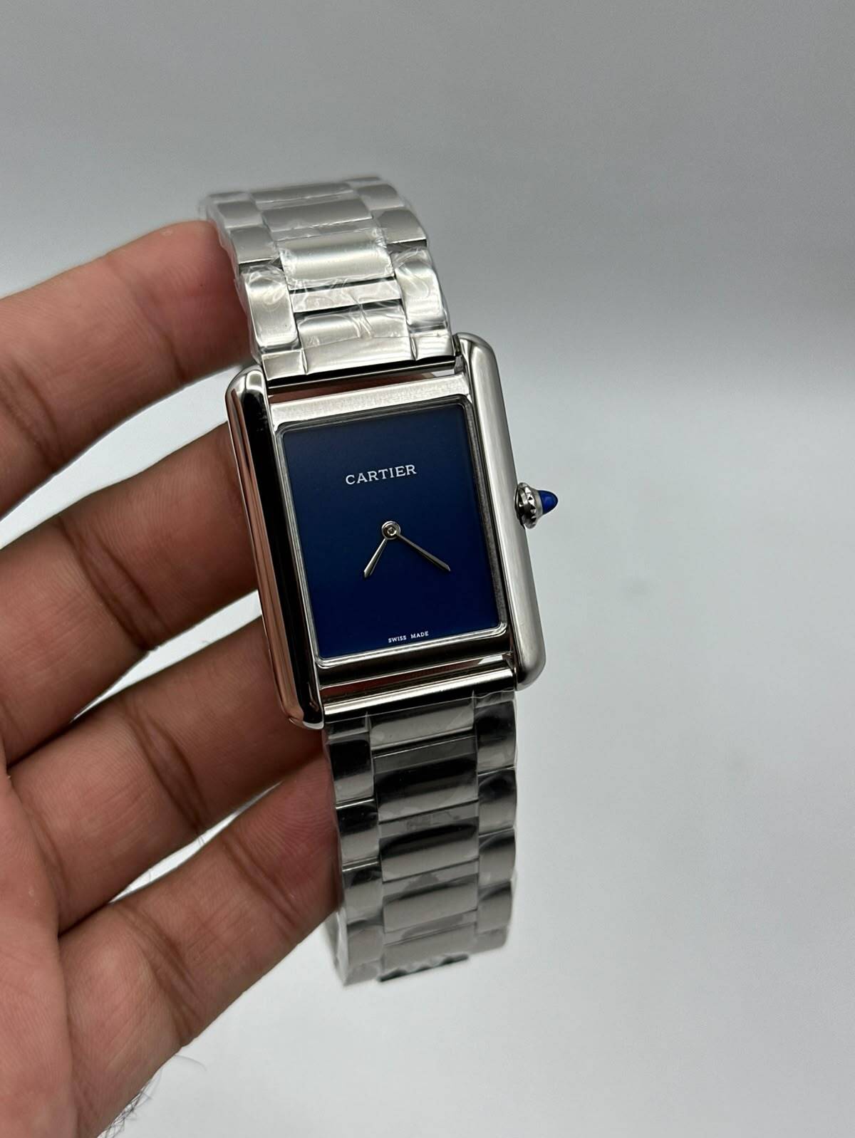 Cartier-Tank-Must-De-Blue-Dial-Silver Cartier-Tank-Must-De-Blue-Dial-Silver