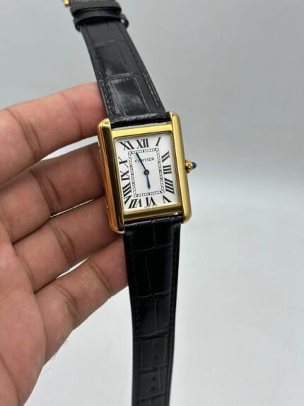 Cartier-Tank-White-Dial-Black-Leather-Strap-Gold