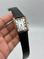 Cartier-Tank-White-Dial-Black-Leather-Strap-Rose-Gold