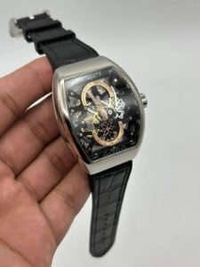Franck-Muller-Vanguard-Yachting-Anchor-Skeleton-Black-Dial-Leather-Strap