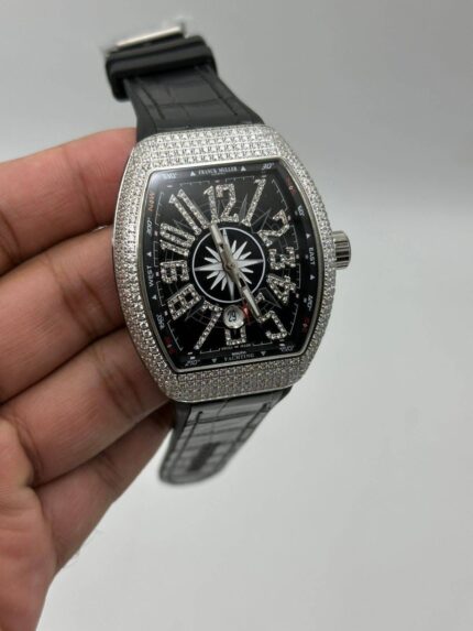Franck-Muller-Vanguard-Yachting-Black-Dial-Rubber-Strap