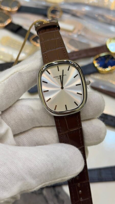 Patek-Phillipe-Ellipse-Silver-Dial-Brown-Leather-Strap-Silver