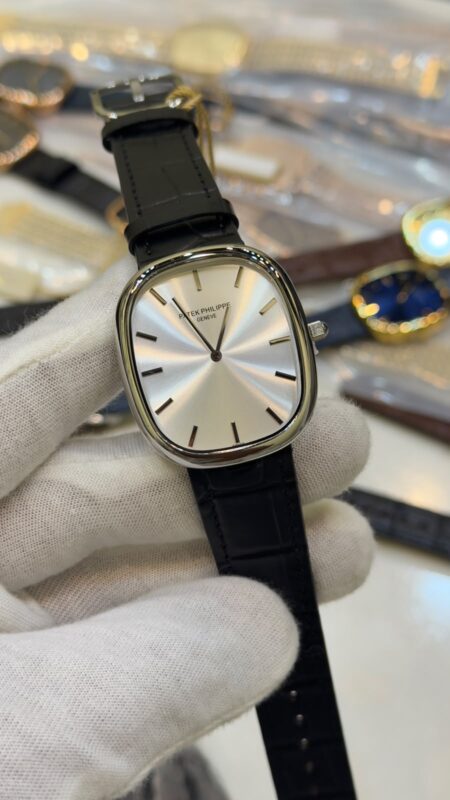 Patek-Phillipe-Ellipse-Silver-Dial-Black-Leather-Strap-Silver