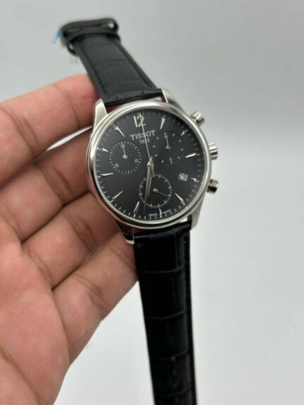 Tissot-Carson-Premium-Black-Dial-Black-Leather-Strap-Silver